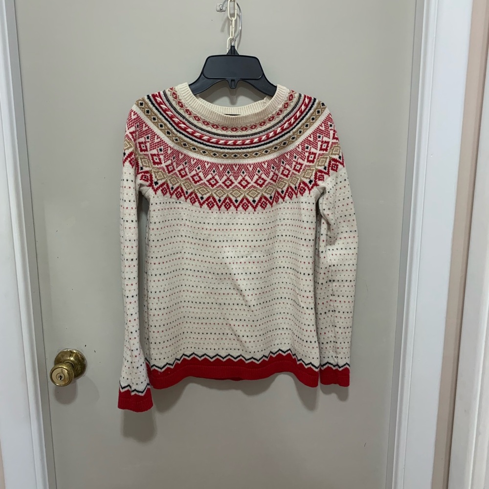 Talbots Red and Cream Fair Isle Sweater